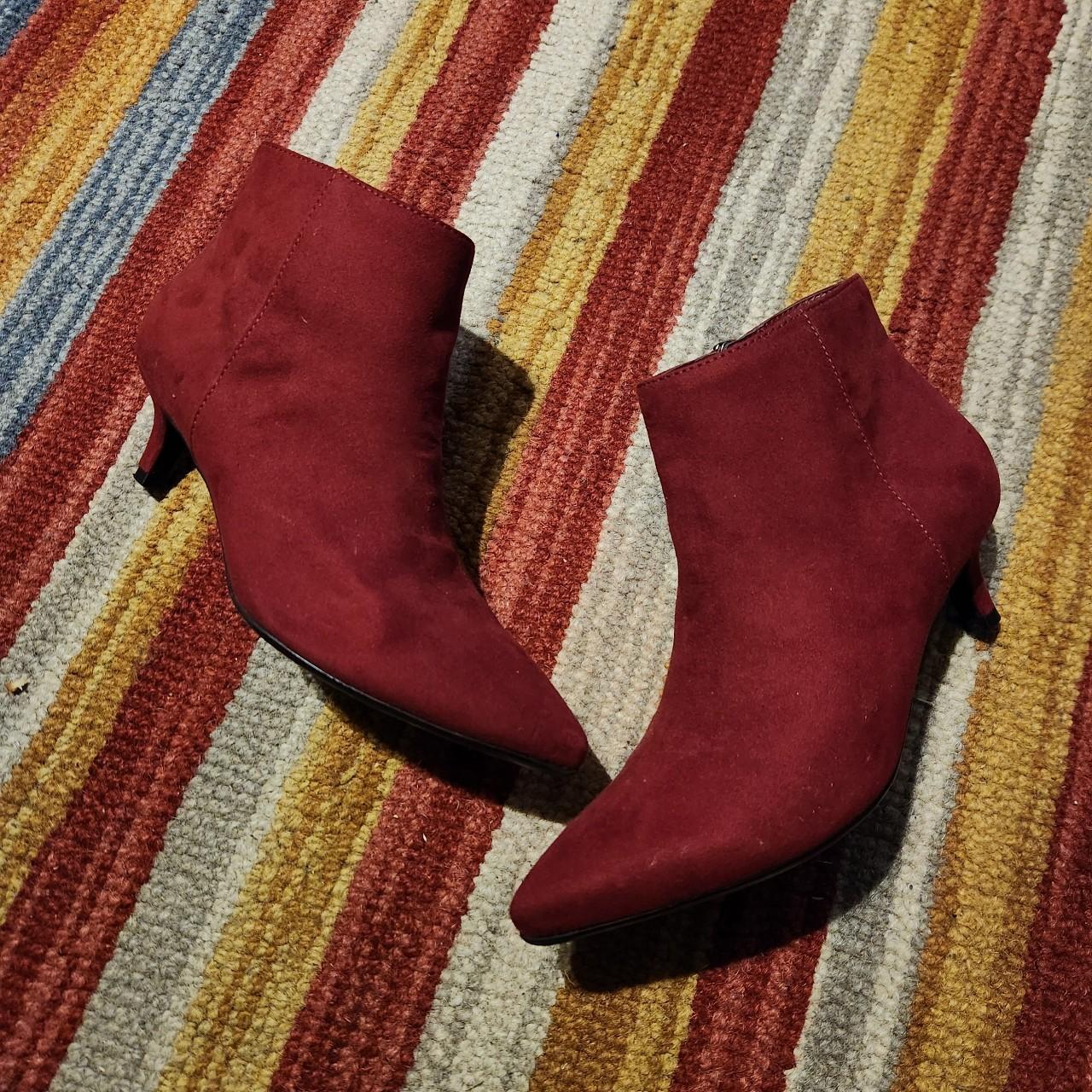 Naturalizer Red Suede Heel Ankle Boots Size