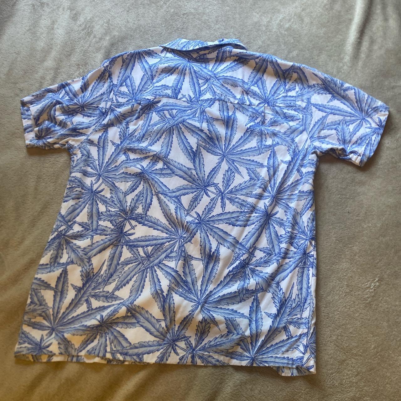 Women’s Urban Outfitters button down. Blue marijuana... - Depop