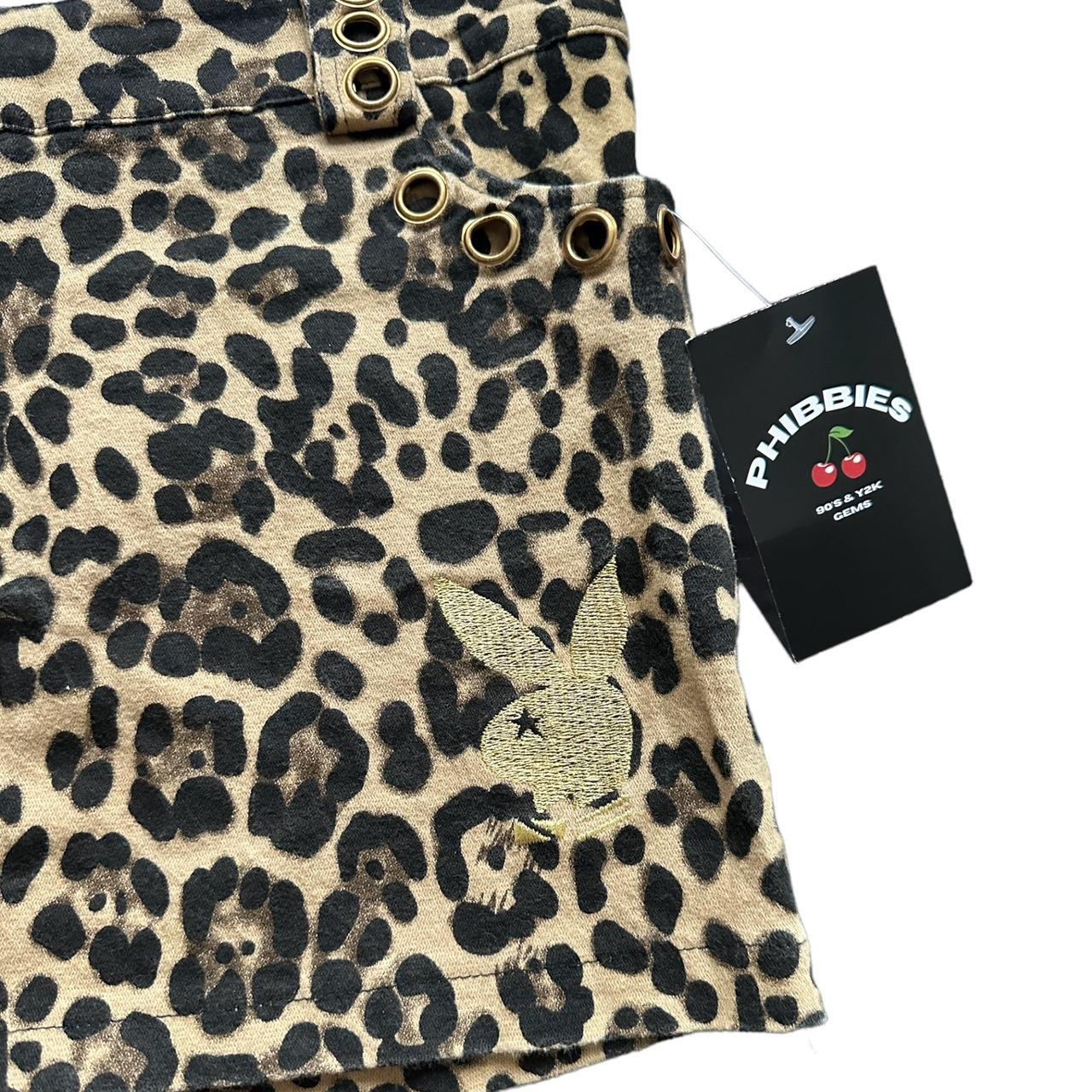trashy playboy skirt features cheetah print with a... - Depop