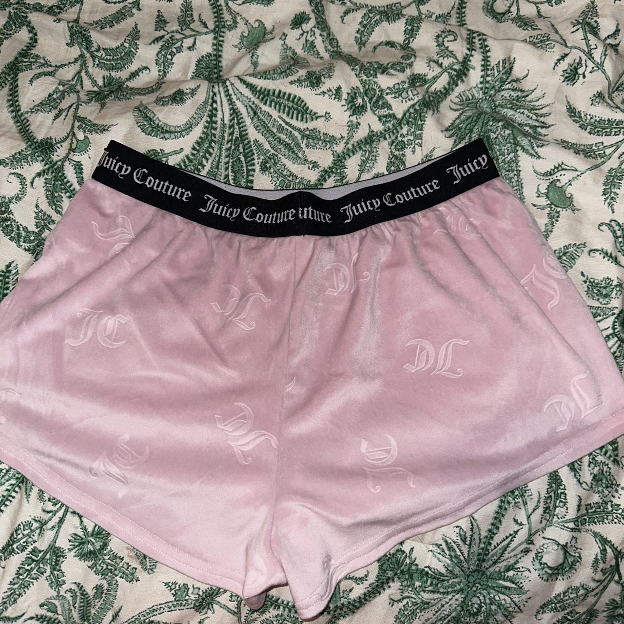 Pink velvet Juicy Coutour Shorts - Depop