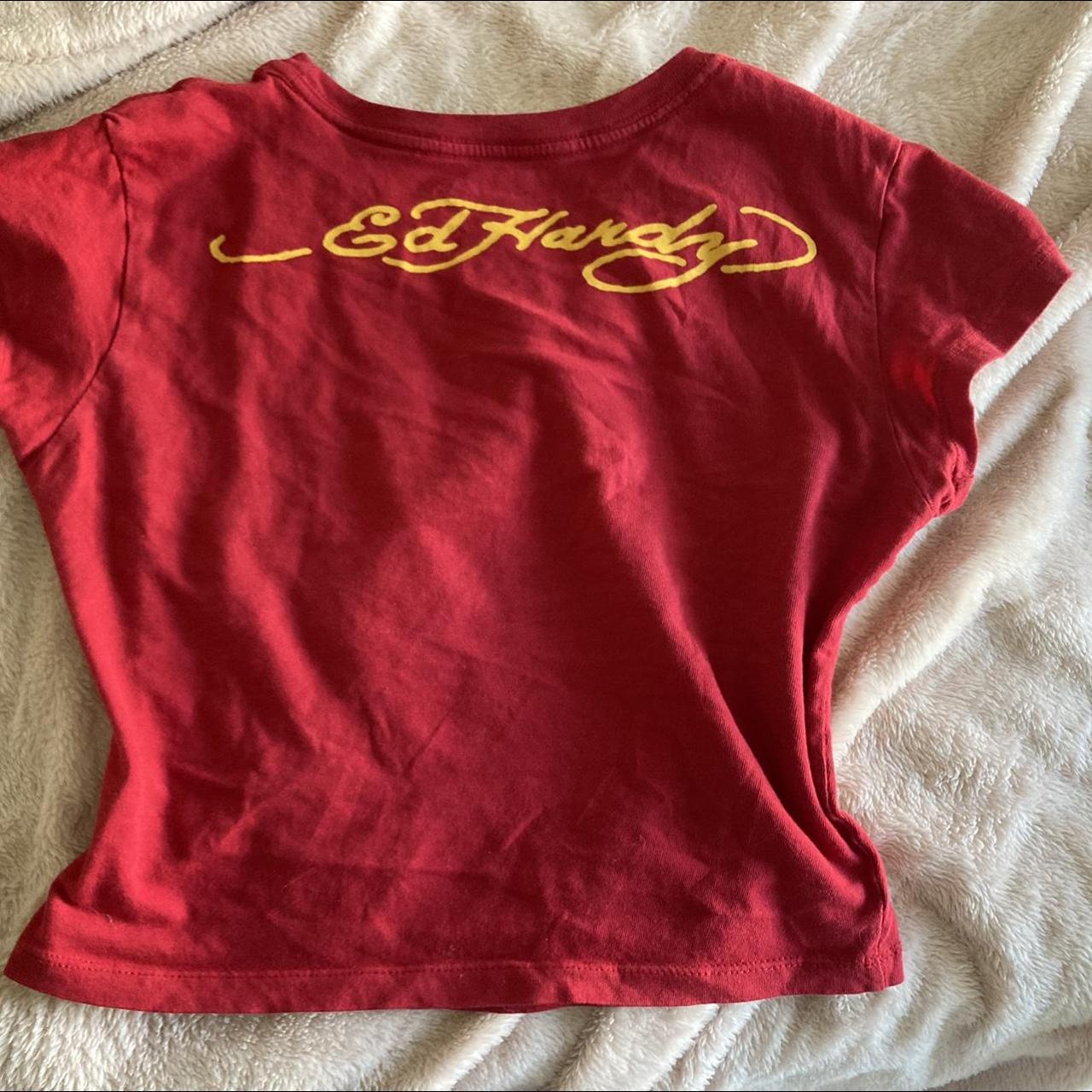 Ed Hardy Women's Red Crop-top | Depop