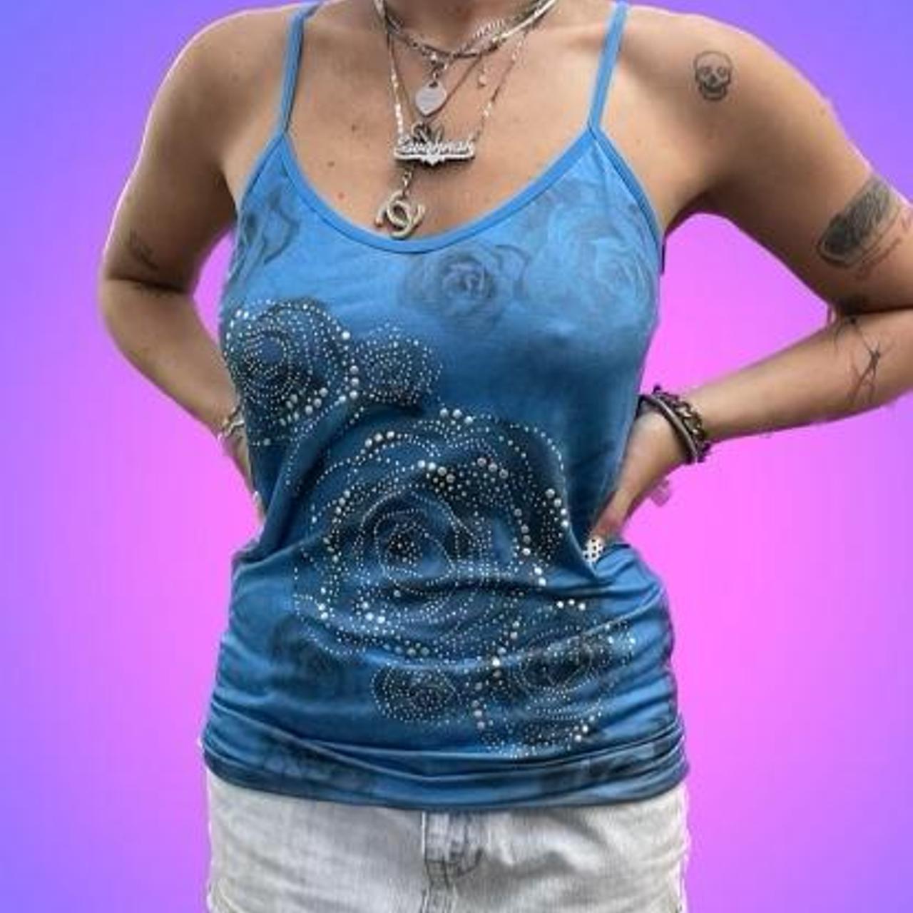 Dolls Kill Women's Blue and Silver Vest Depop