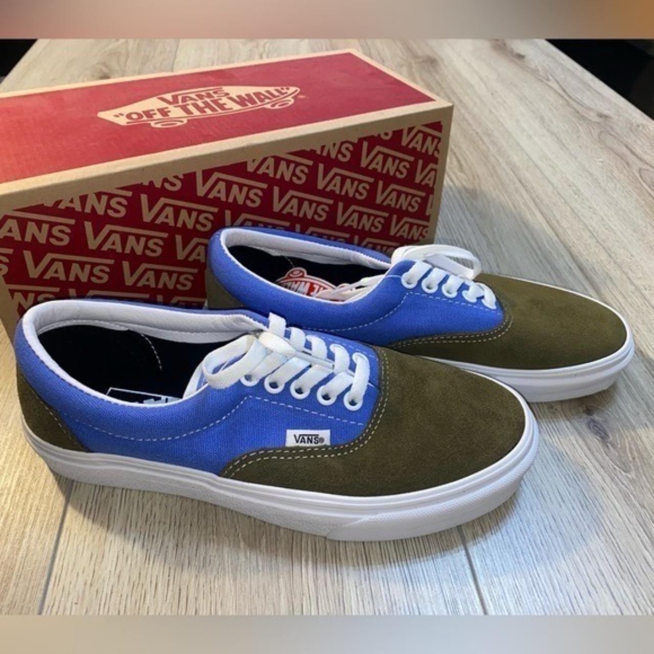 vans blue white green era shoes sneakers open to... - Depop