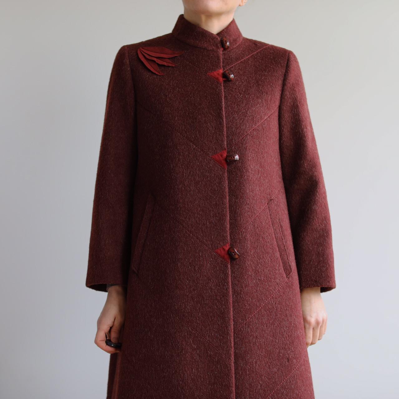 Vintage wool / mohair burgundy wool coat. Great... - Depop