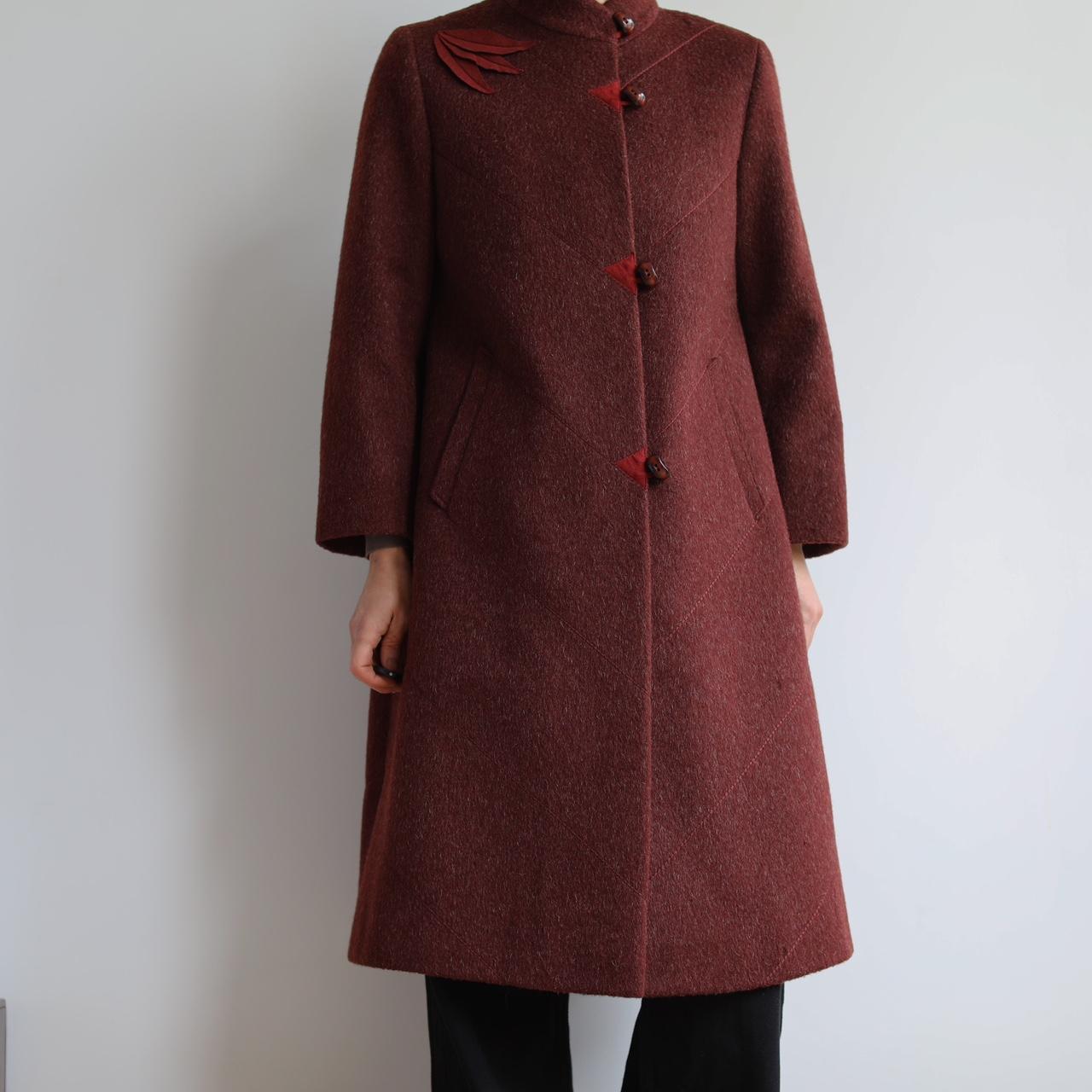 Vintage wool / mohair burgundy wool coat. Great... - Depop