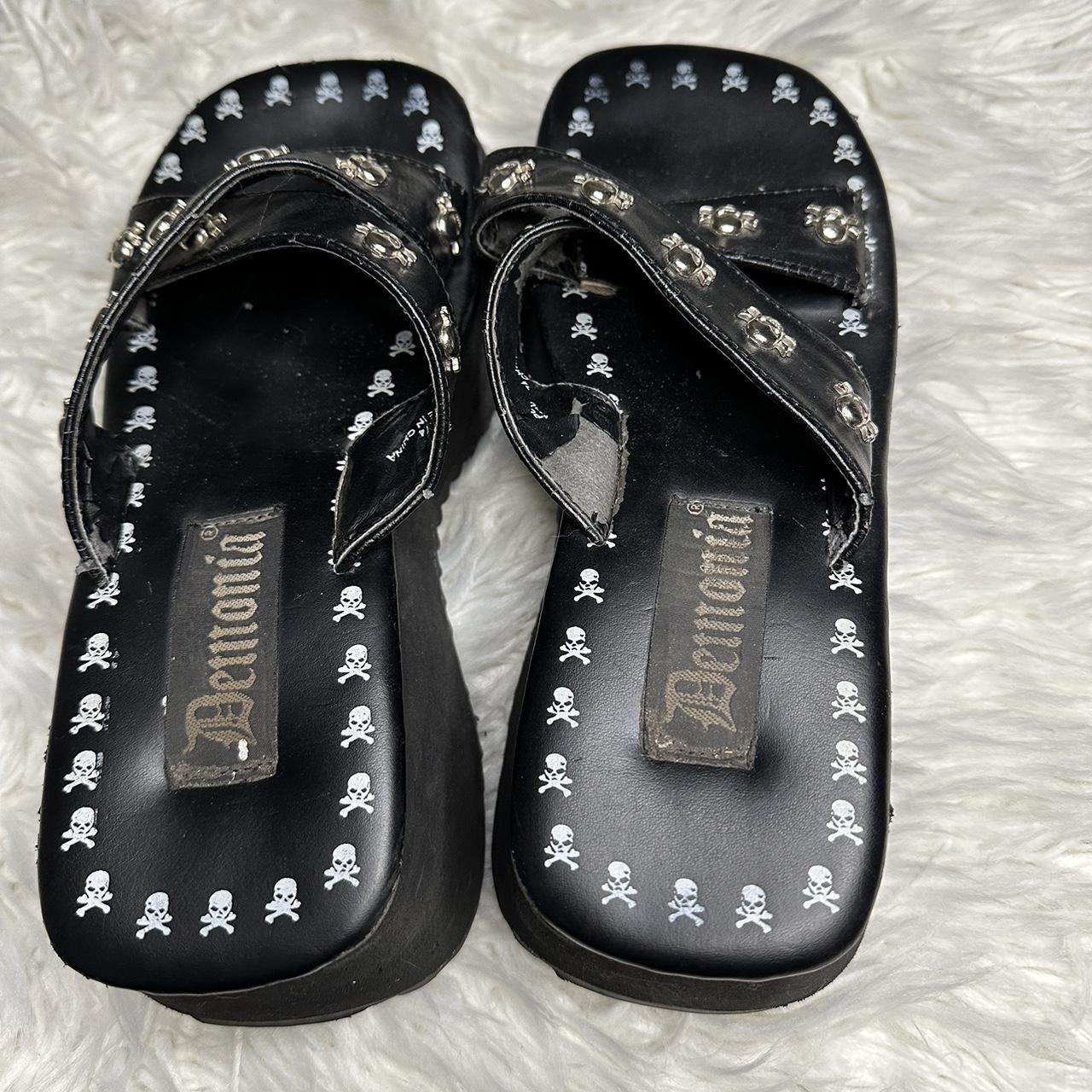 Demonia Women's Black and Silver Sandals (2)