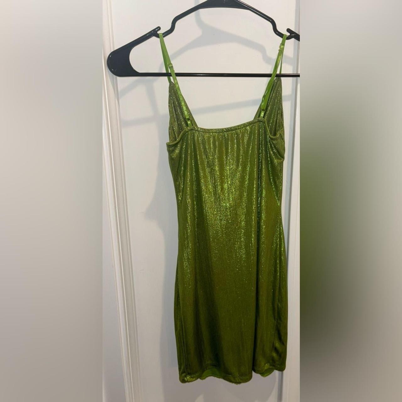 Light Green Sparkly Mini Dress Never worn #Sparkly... - Depop