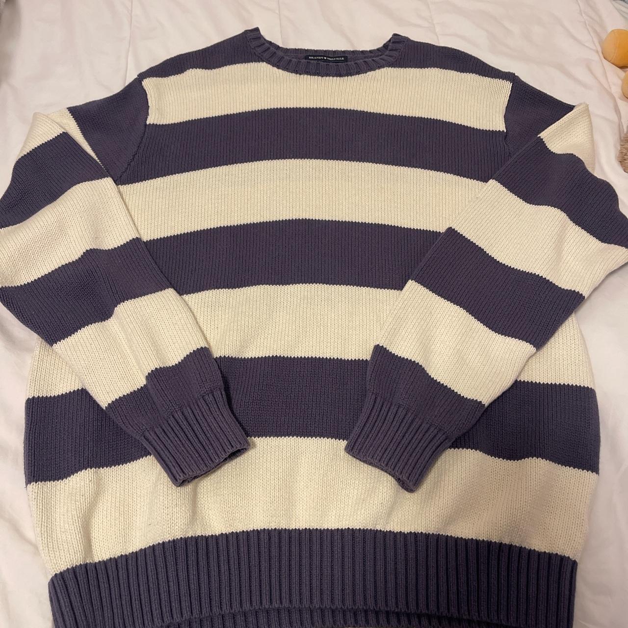 brandy melville purple striped sweater fits... - Depop