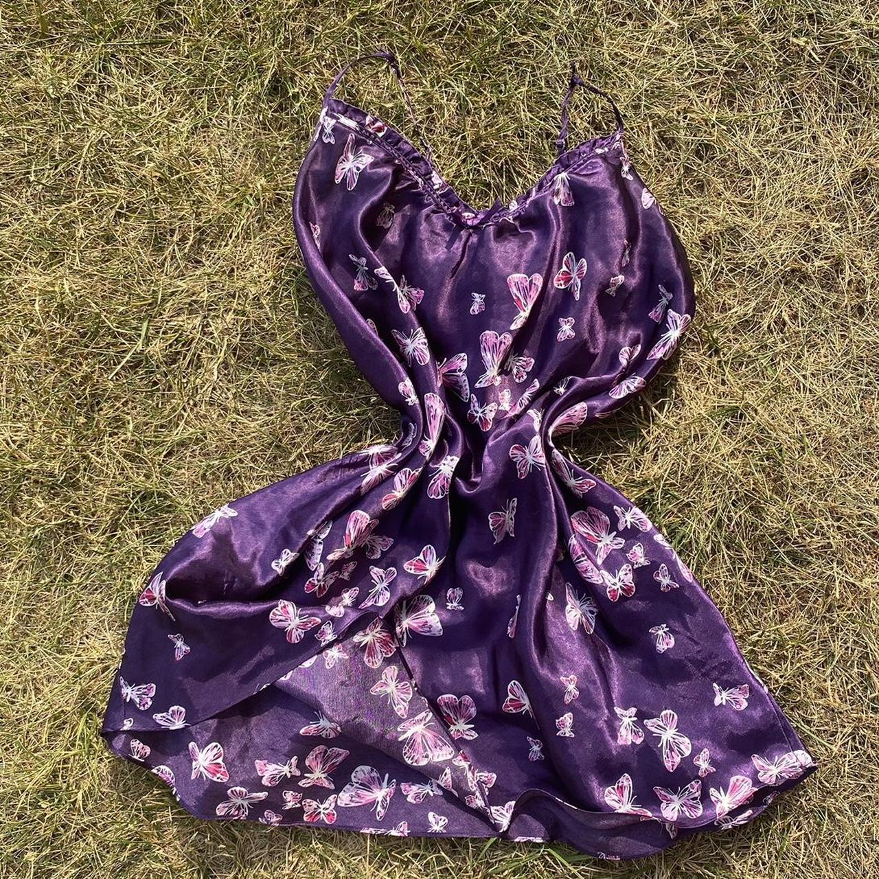 Purple Butterfly Dress -can be used as a slipdress... - Depop