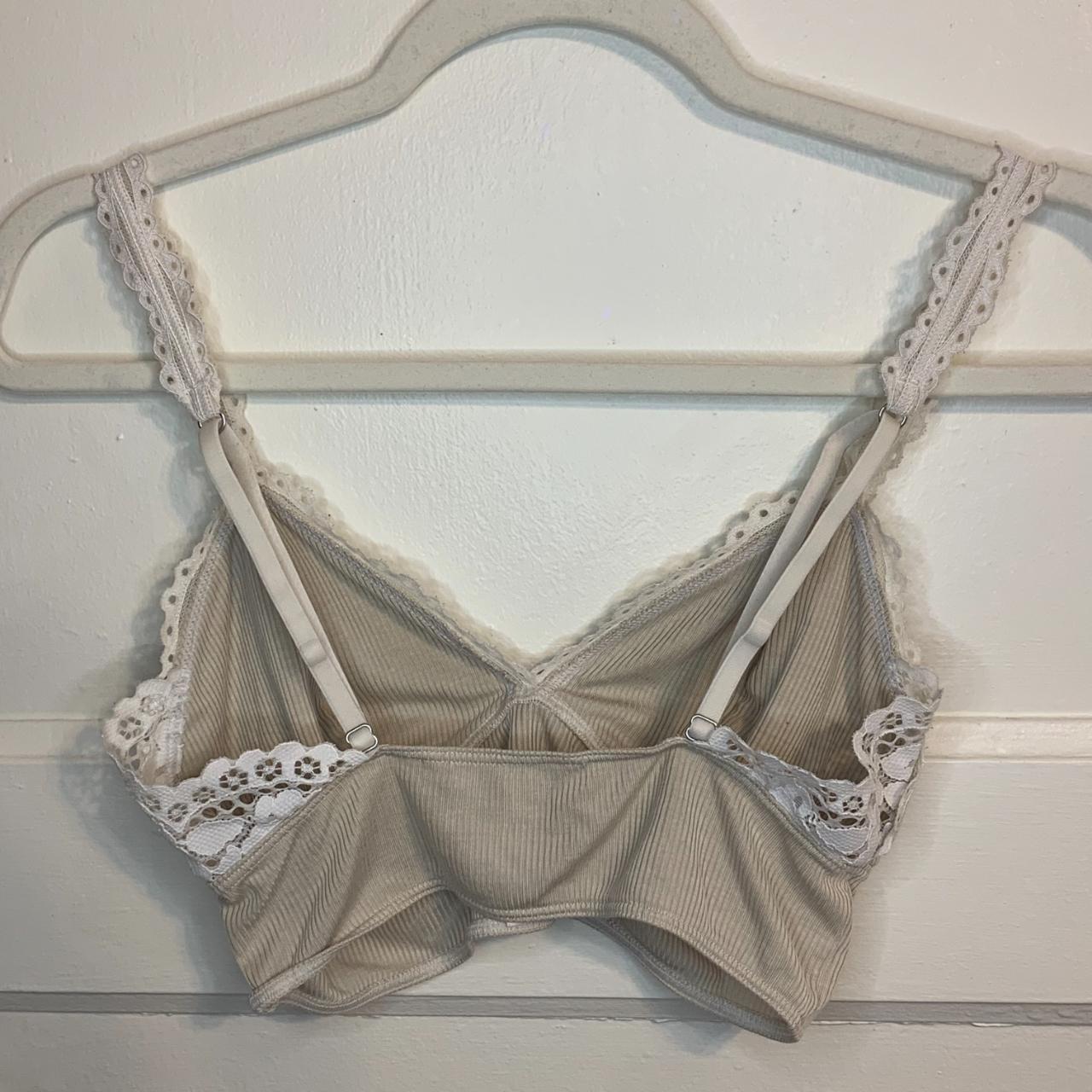 Victoria's Secret VS Bralette Nude Lace Trim Bow - Depop