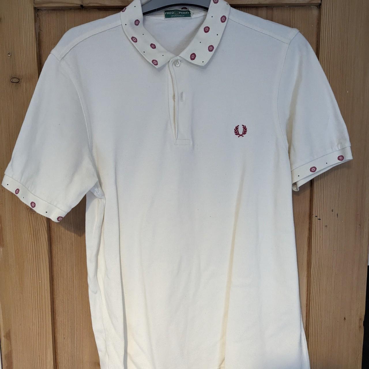 Vintage Fred Perry Polo Shirt With Unique Rose Depop