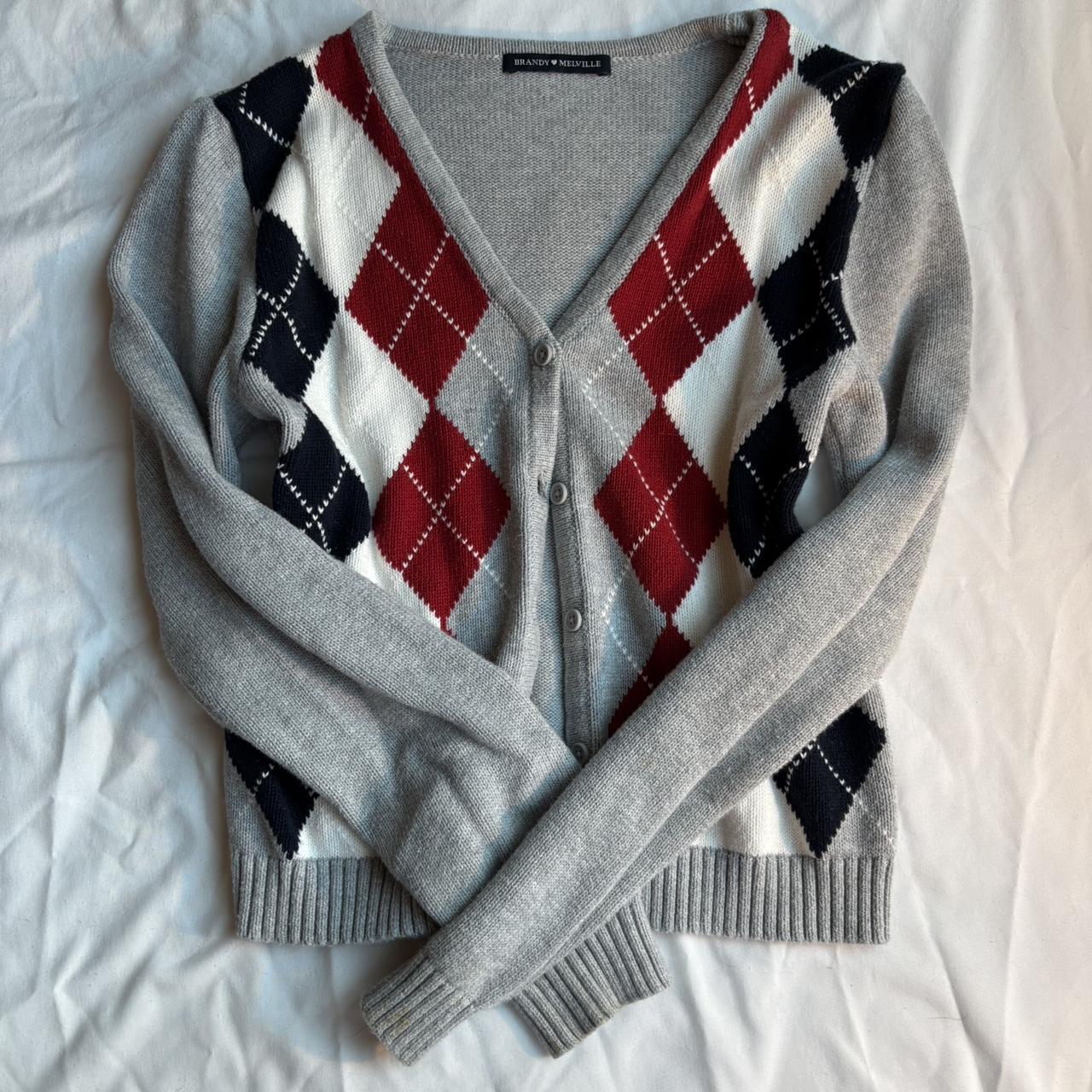 Brandy Melville Women's Cardigan Multi/Grey S – Grey and red