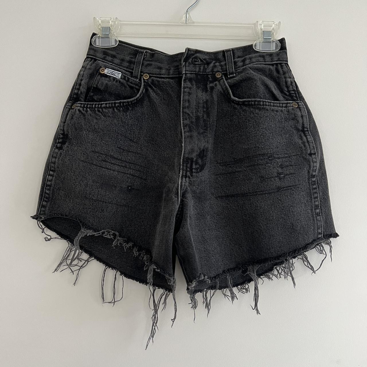 Thrifted Black Denim Shorts “Chic” brand longer... - Depop