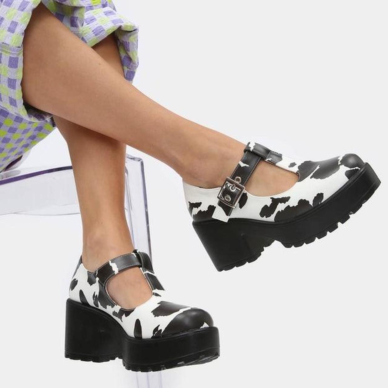 Koi Footwear Nettie Cow Print Mary Janes Lightly... Depop