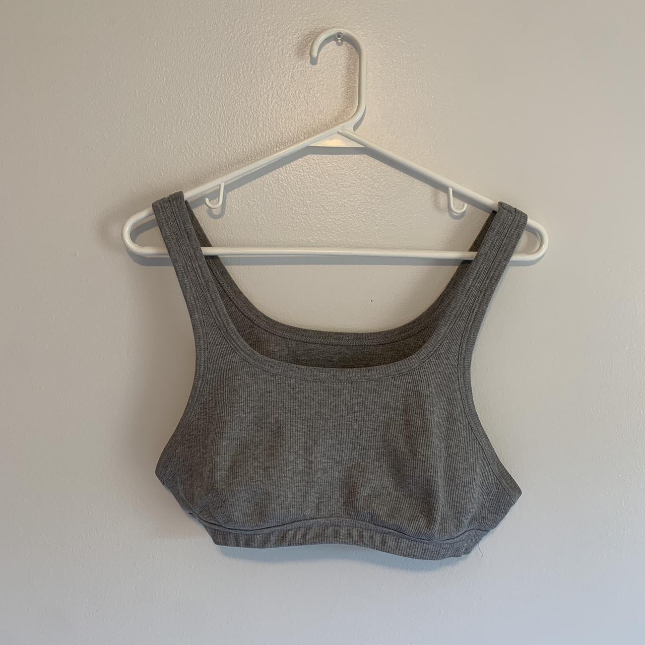 Gray knit organic basics bra Size medium 100%... - Depop