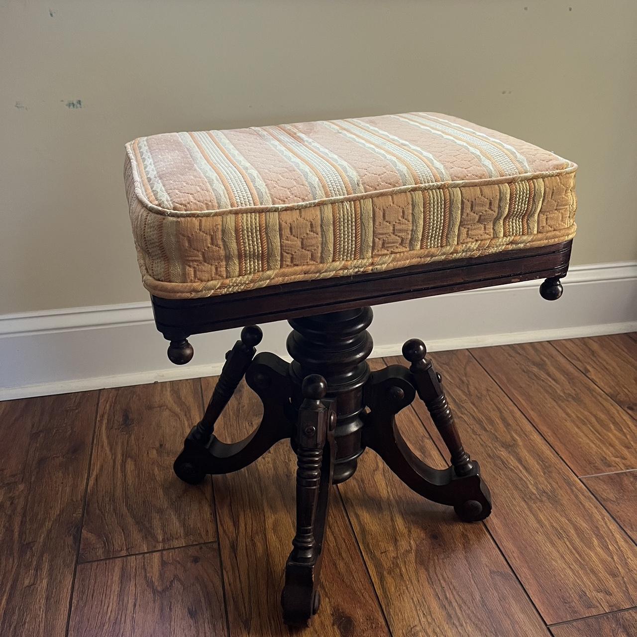 antique cast iron piano bench stool swivels solid... - Depop