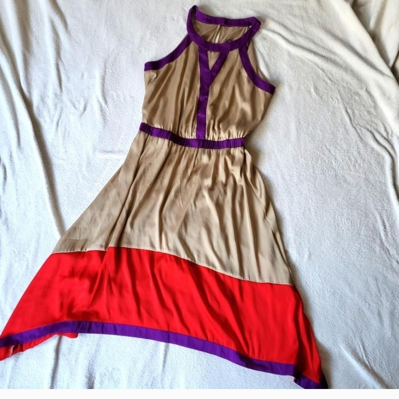 Outback Red dress halter satin nude red and purple