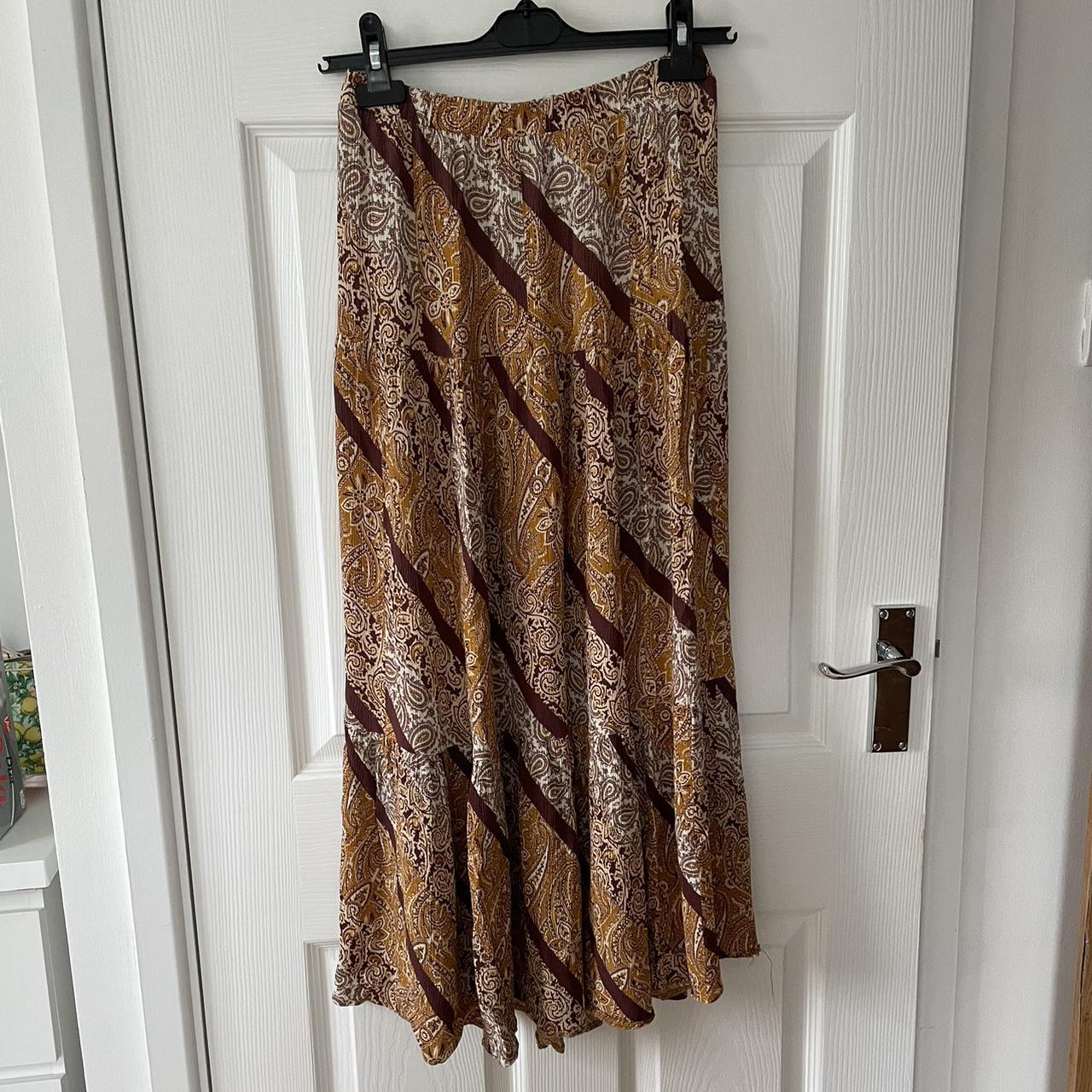 paisley tiered maxi skirt primark size... - Depop