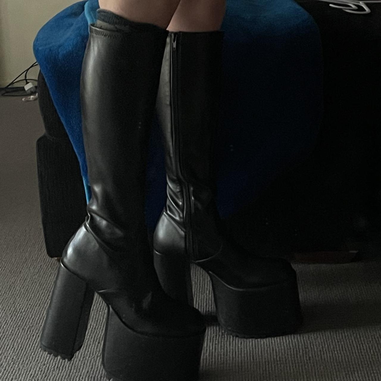 lamoda unforgiven high military calf boots in black
