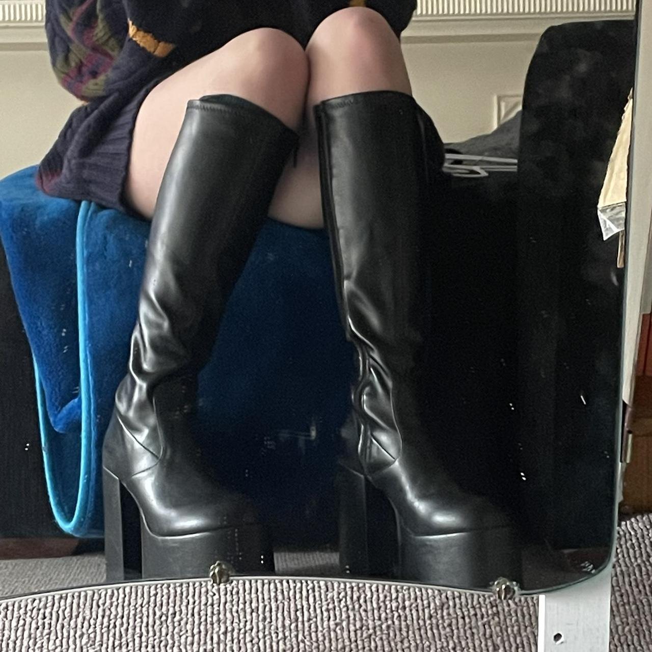 lamoda unforgiven high military calf boots in black