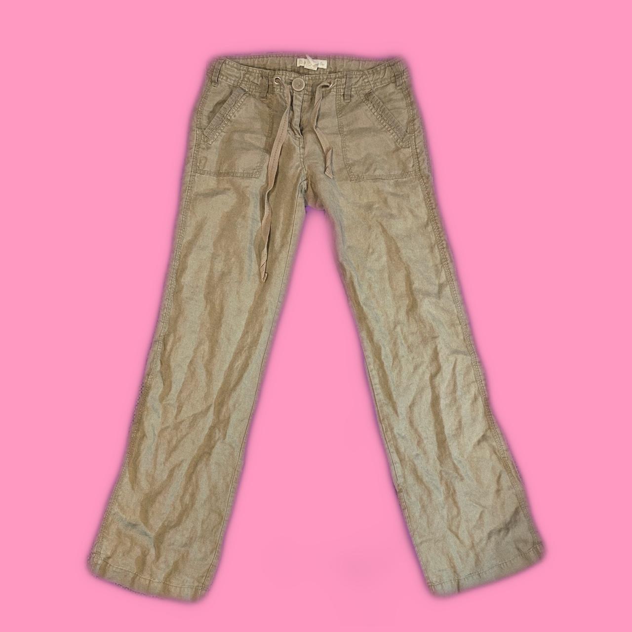 Low rise Cargo pants flare army green y2k canvas... Depop