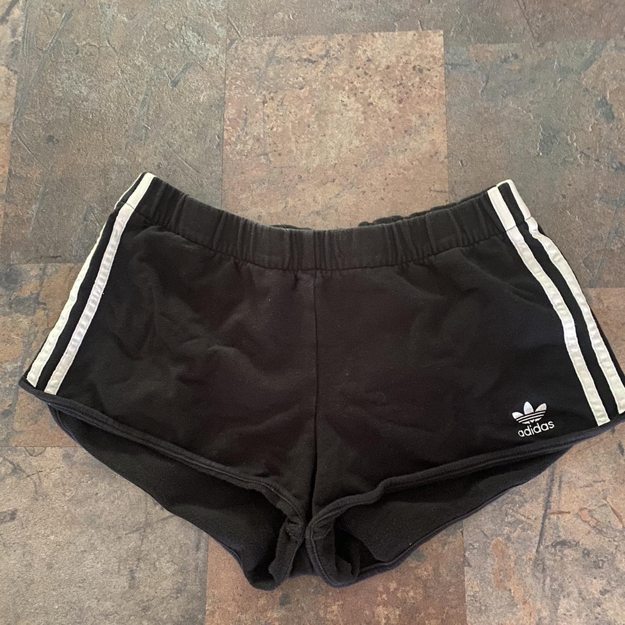 Black Adidas mini shorts. Size XS. Elastic... - Depop