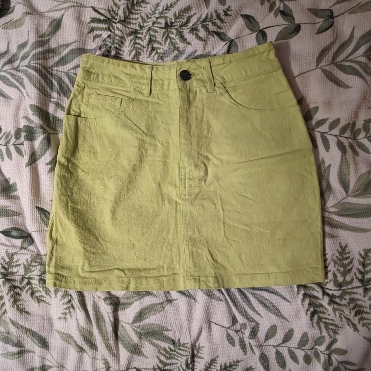 Motel green denim mini skirt - Depop