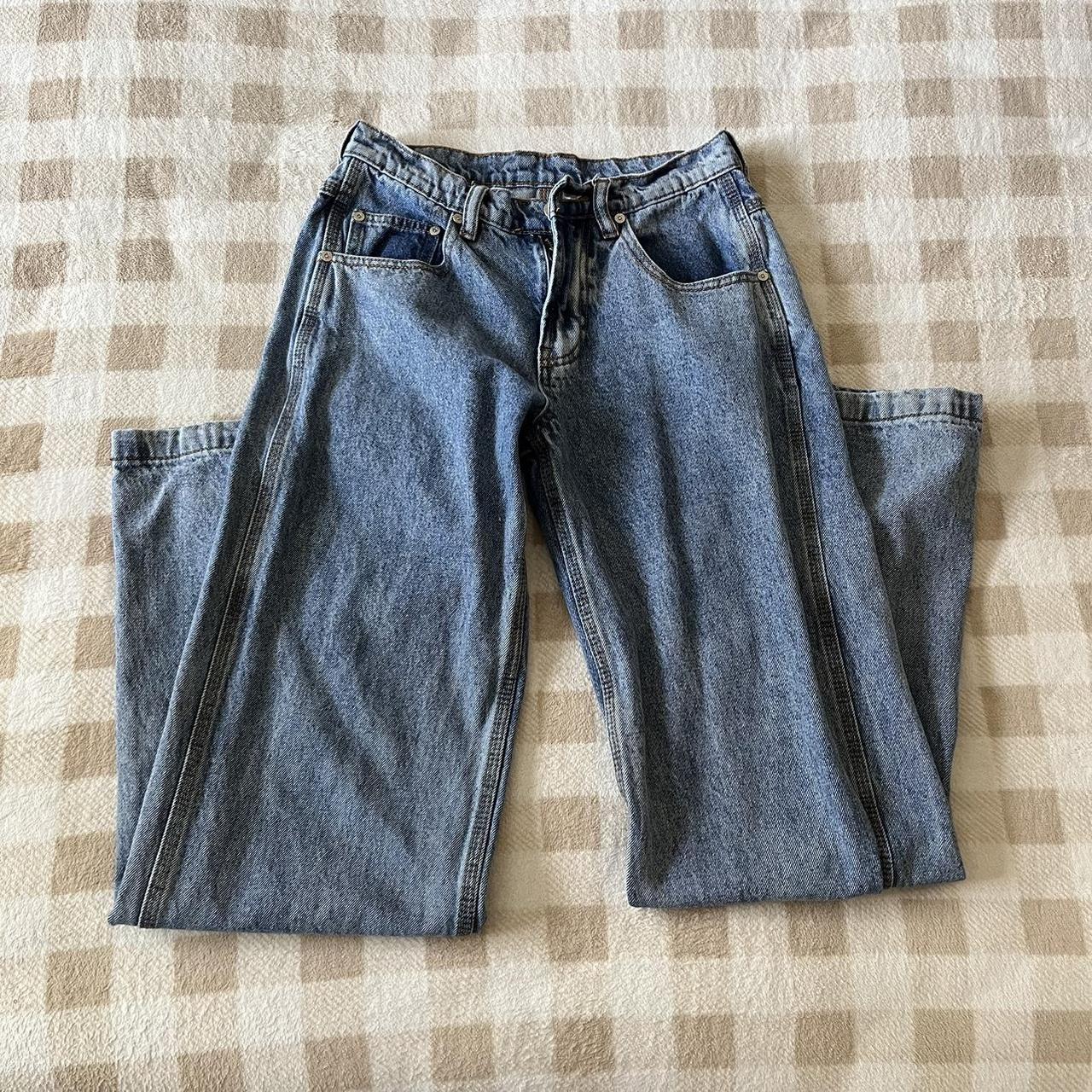 unif’s x jean medium wash baggy straight leg jeans... Depop