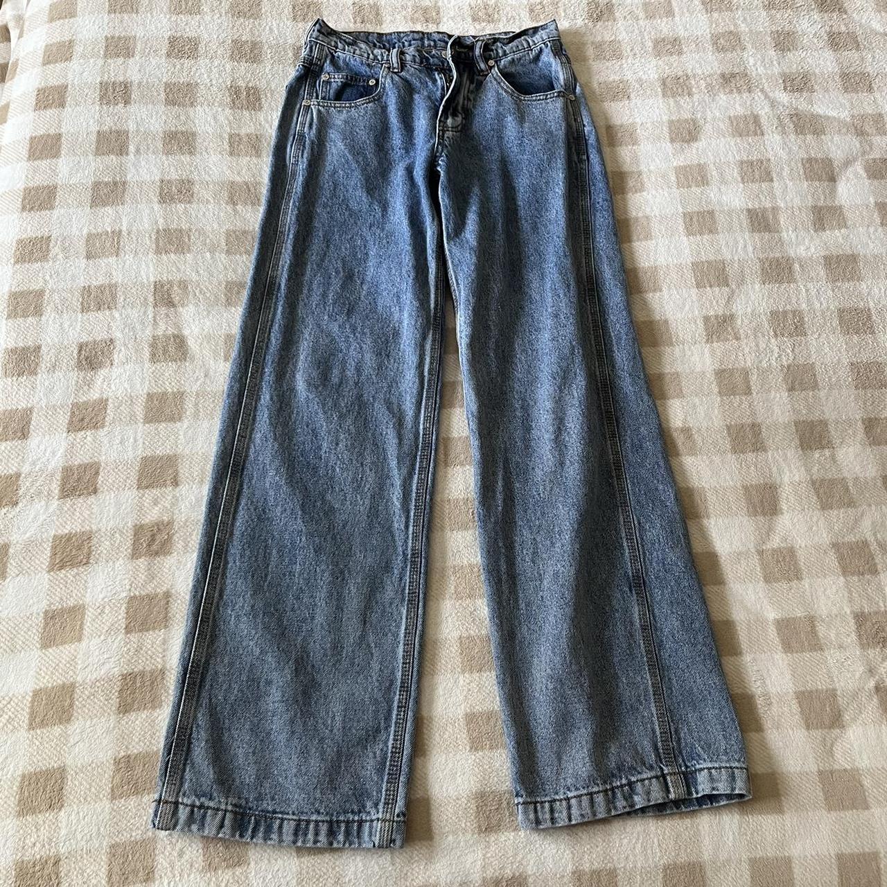 unif’s x jean medium wash baggy straight leg jeans... Depop