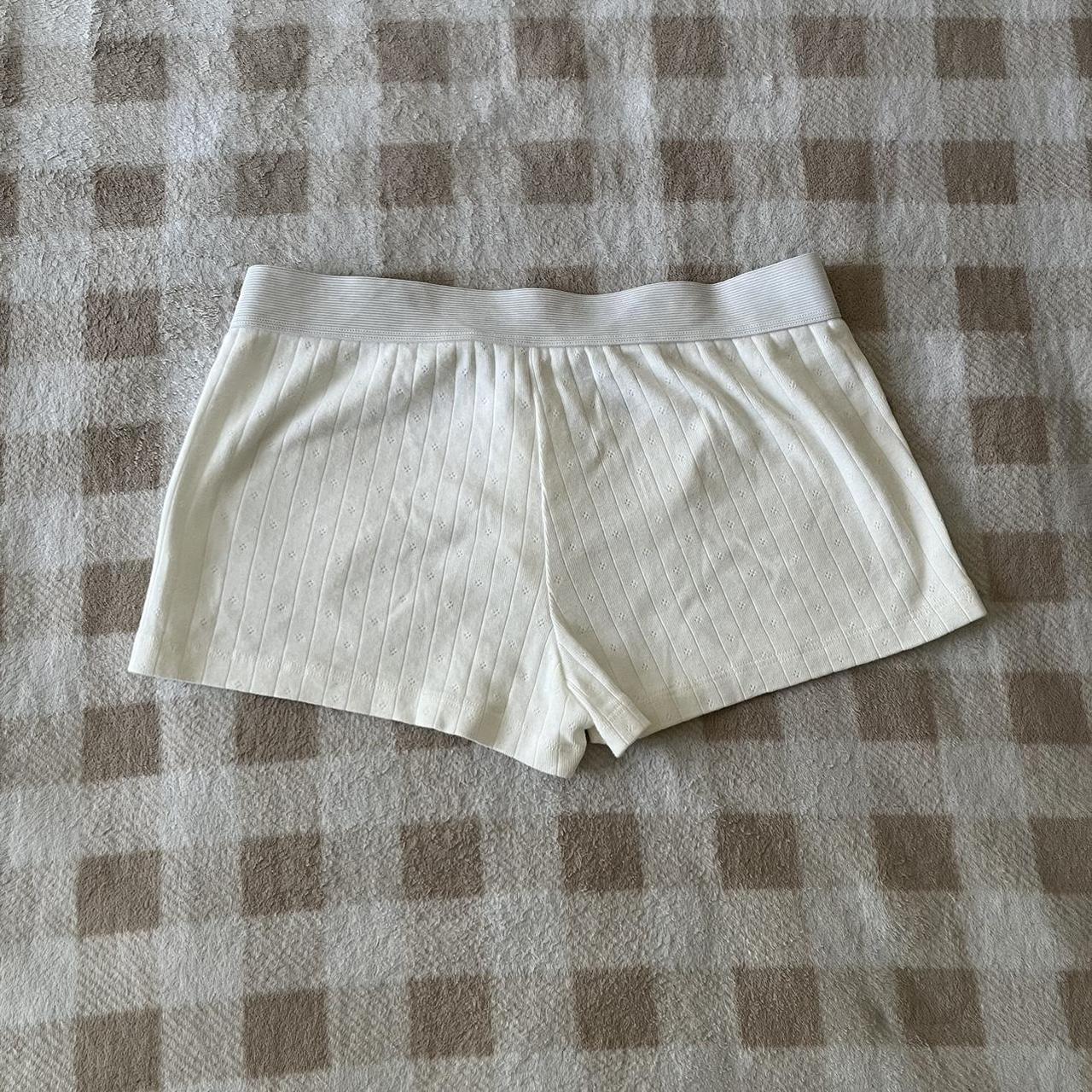 Brandy Melville white eyelet boyshorts No size... - Depop