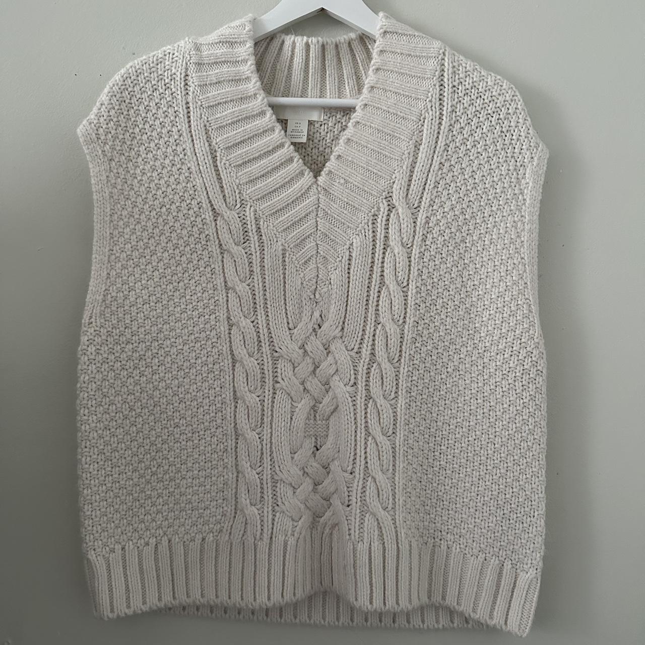 cream oversized knitted sweater vest ACCEPTING Depop