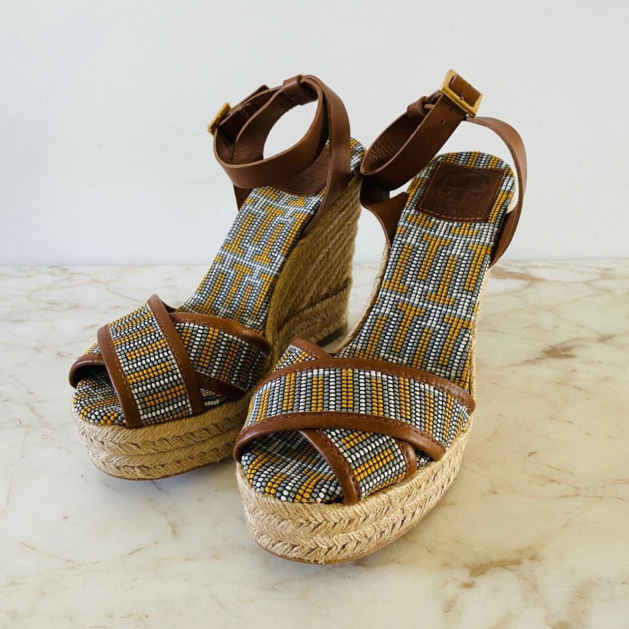 TORY BURCH Tan Brown Espadrille Wedge Platform Depop