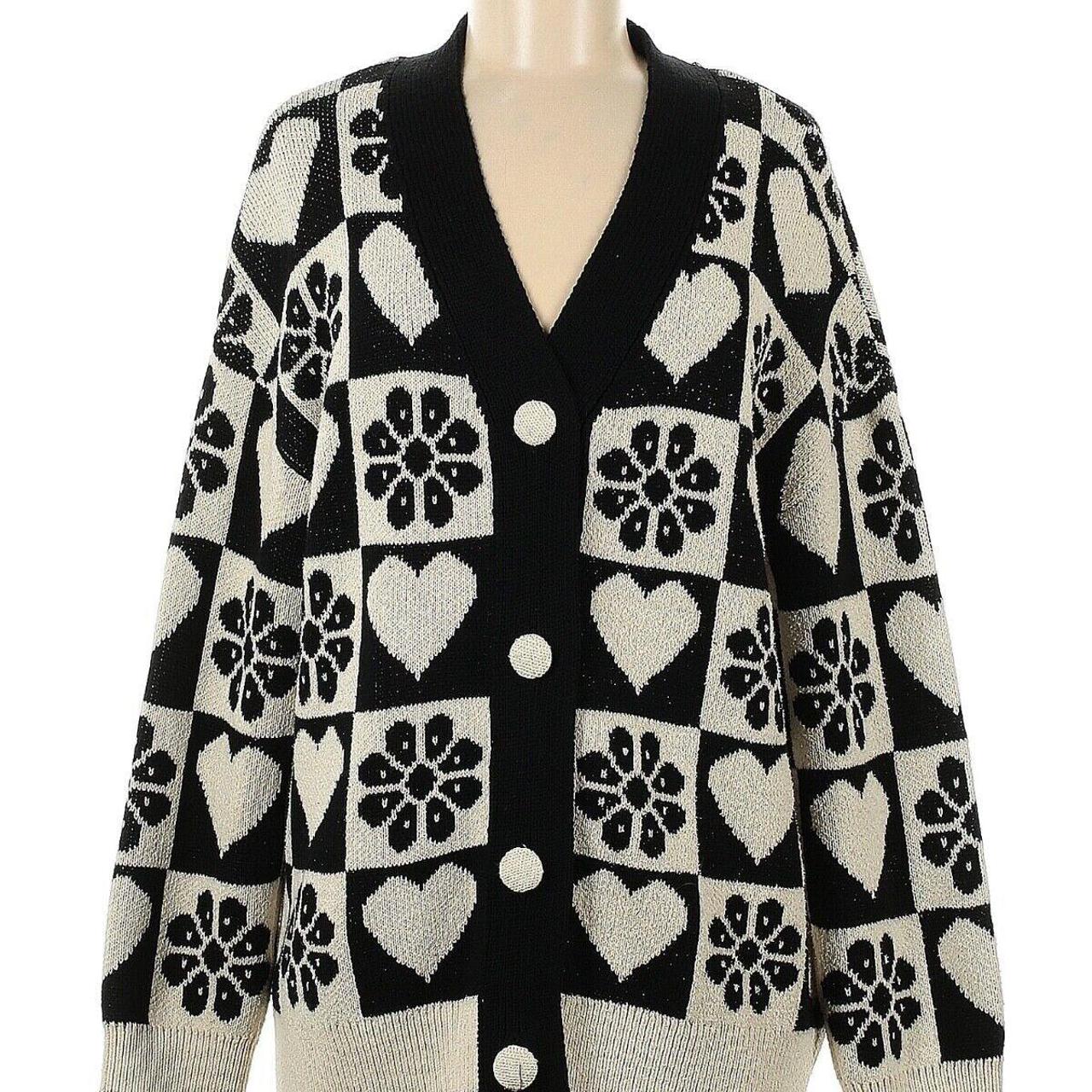 Zara Black & Cream Geo Print Jacquard Knit Cropped deals Sweater Size Large