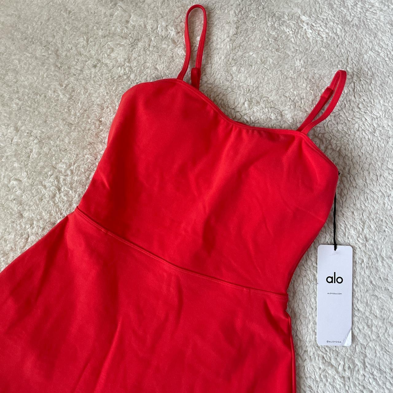 Alo Yoga Courtside Tennis Dress in Red Hot... - Depop
