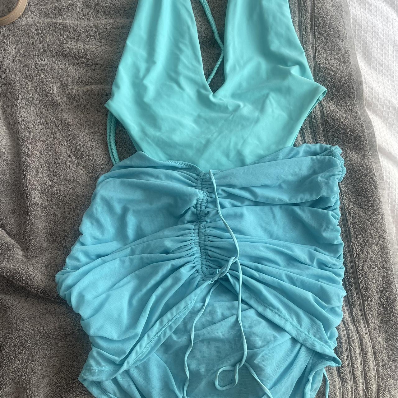 Mars the label swimsuit and beach skirt blue Size... - Depop