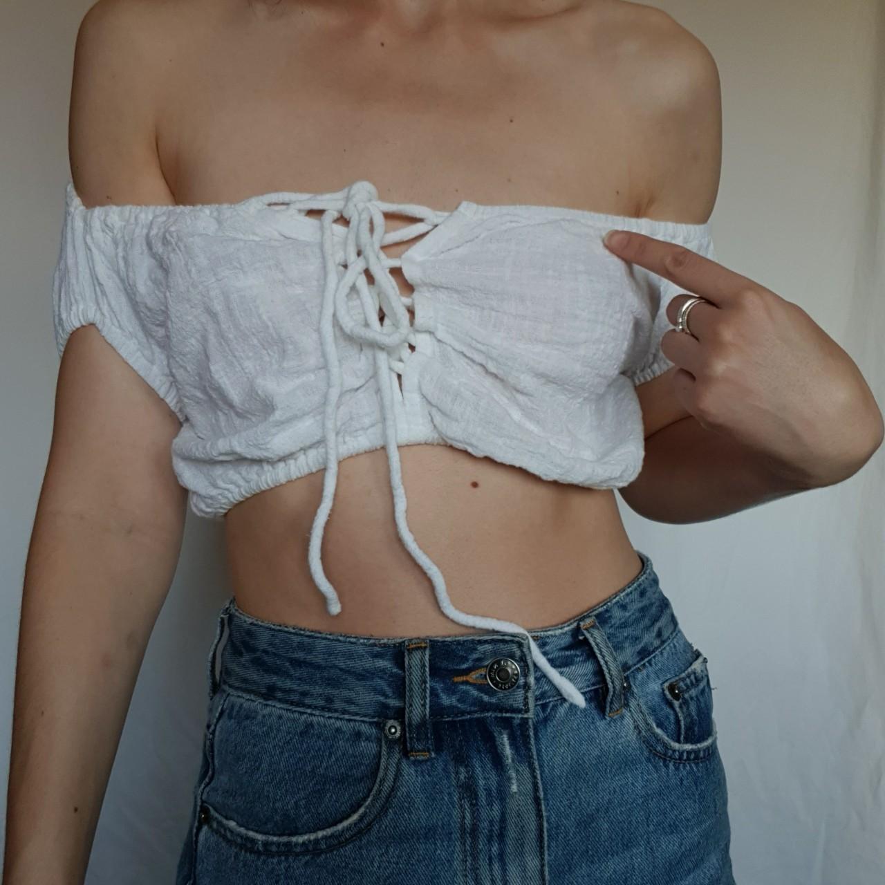 Opia Byron bay off the shoulders prairie style crop... Depop