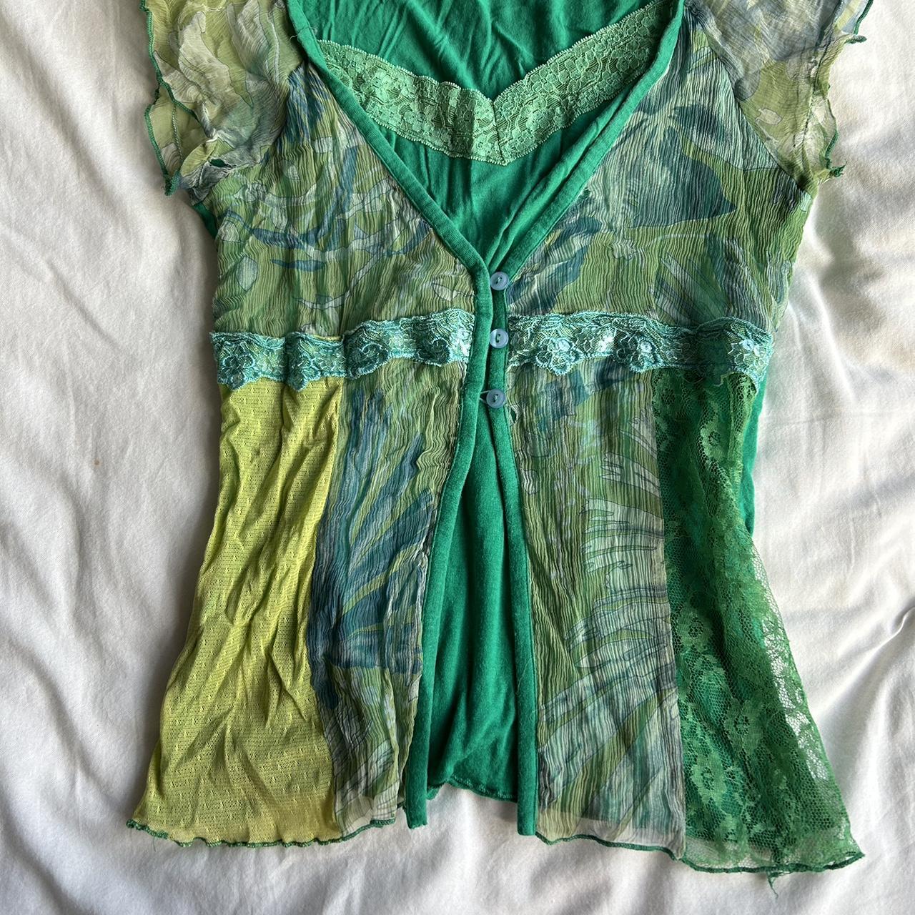 VINTAGE FAIRYCORE GREEN FLOATY TOP Beautiful... - Depop