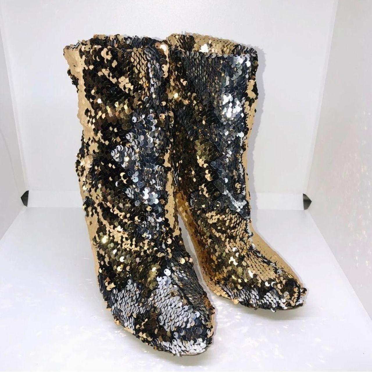 Black and hot sale gold sequin boots