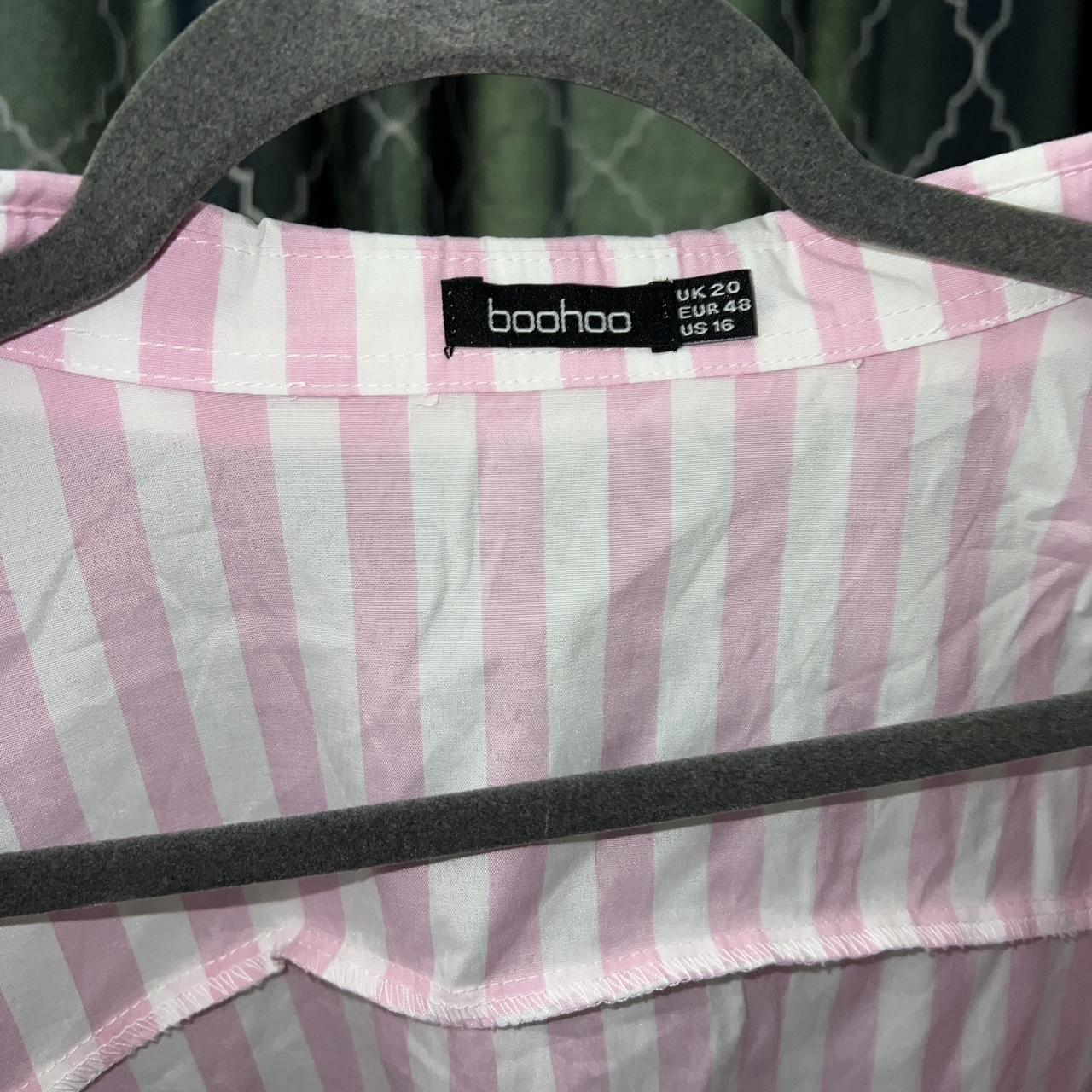 Boohoo Plus Women's Pink and White Blouse (3)