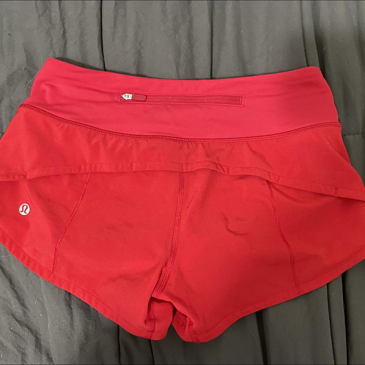Red lulu lemon shorts size 2 in perfect condition - Depop