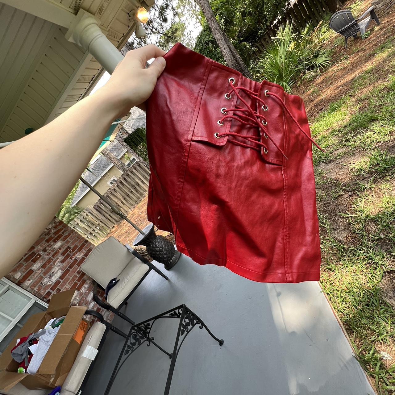 Fashion Nova Women's Red Skirt Depop