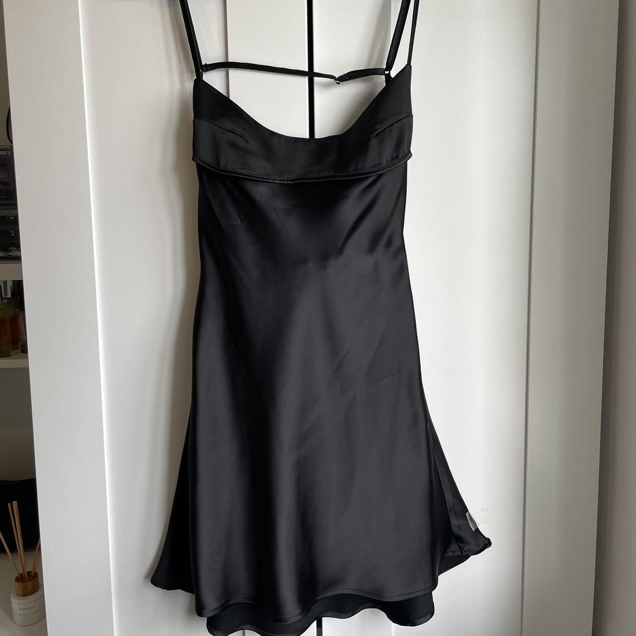 Zara Black Satin Mini Dress Size S New without tags - Depop