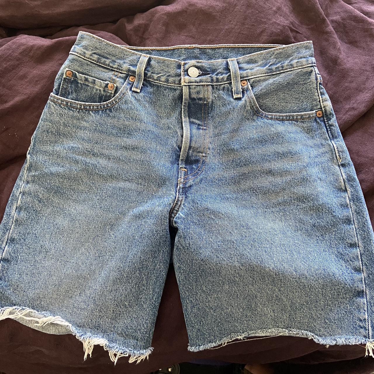 levi’s long denim short! so cute and comfy with the... - Depop