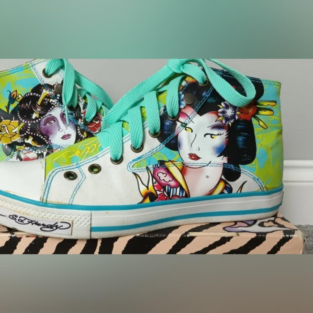 WOMENS VINTAGE RARE ED HARDY GEISHA BRIGHT BOLD