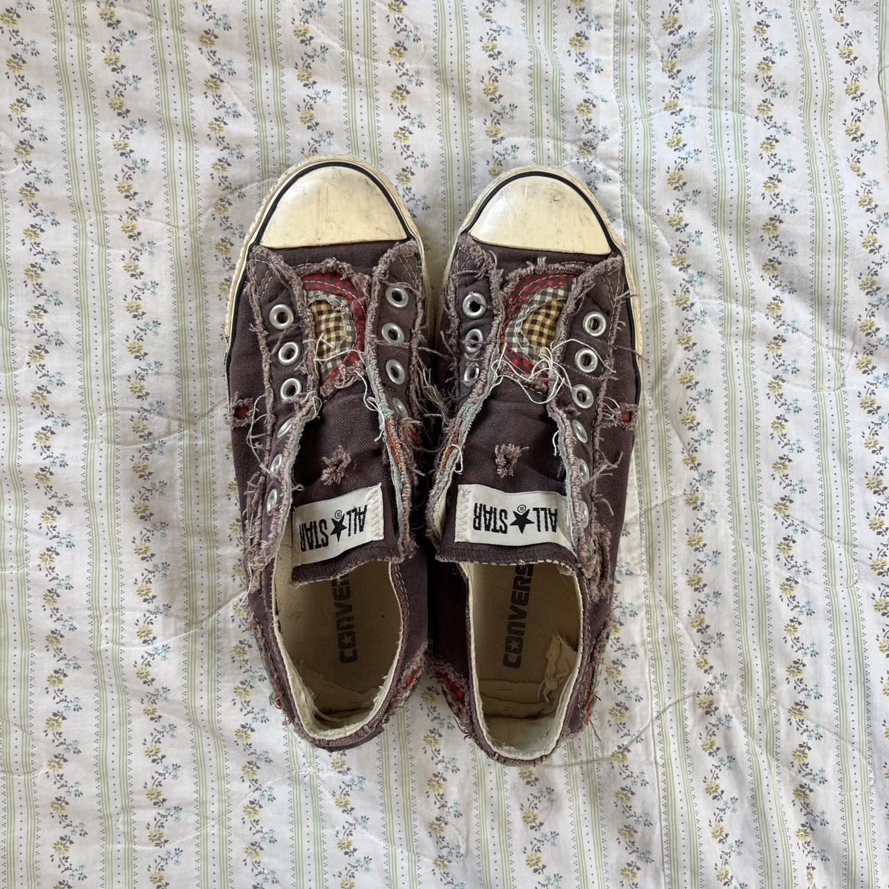 Rare patchwork lace-less convers slip on sneakers... - Depop
