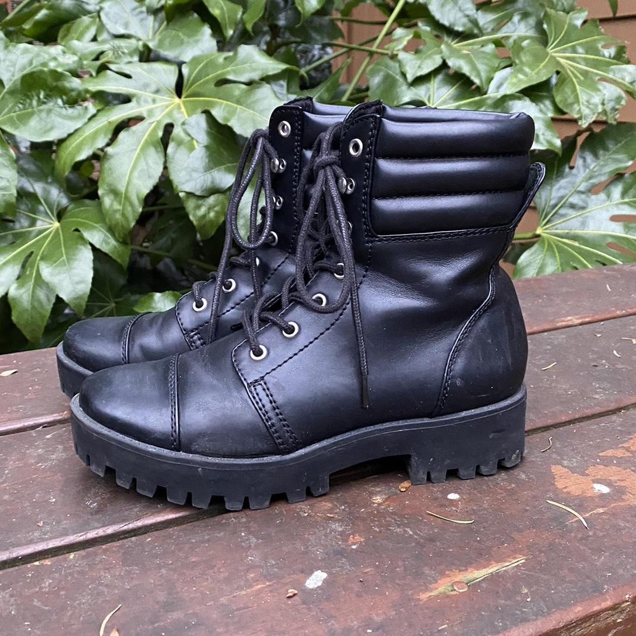soleflex black leather lace up boots