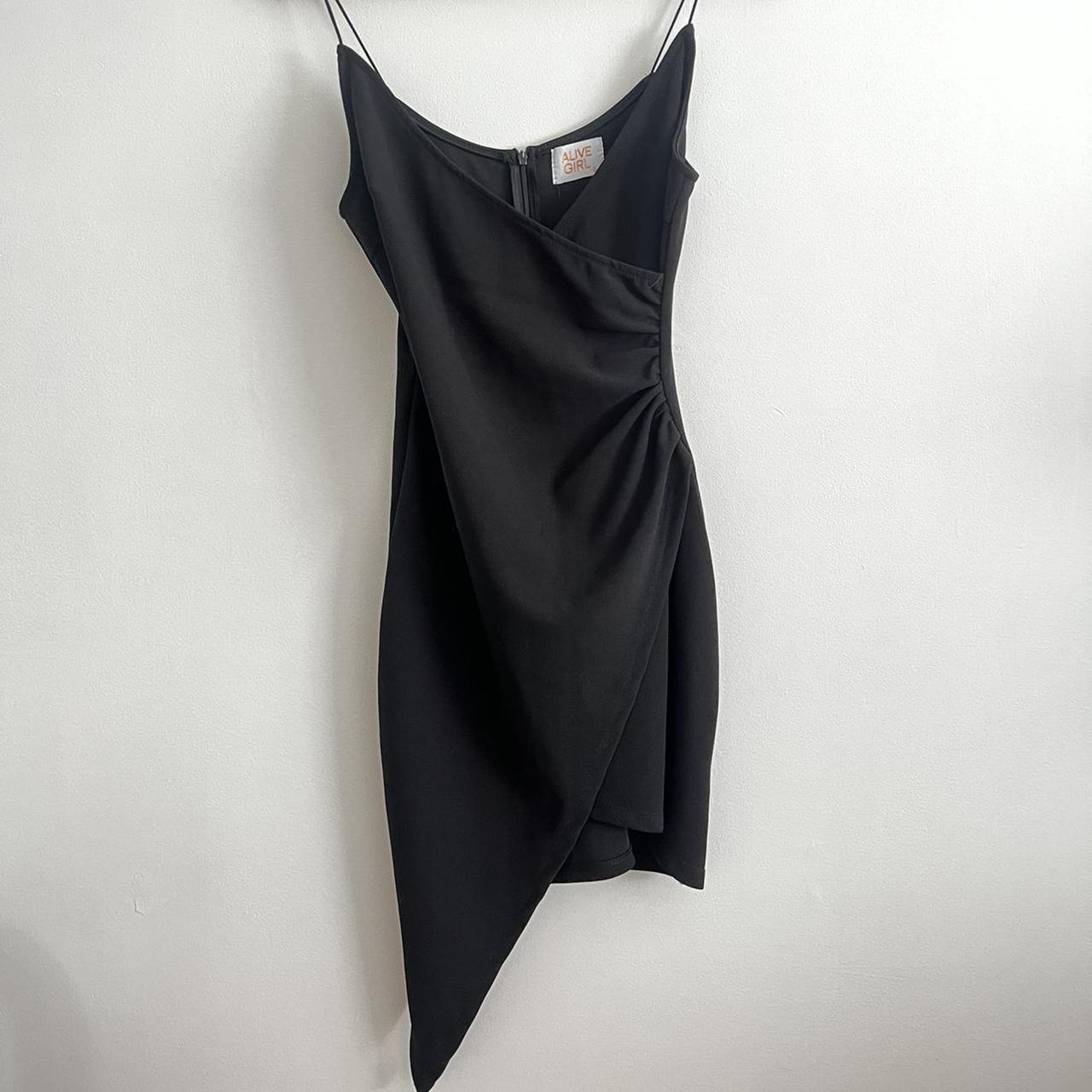 black mini dress worn once size 8 but fits a 6 nicely - Depop