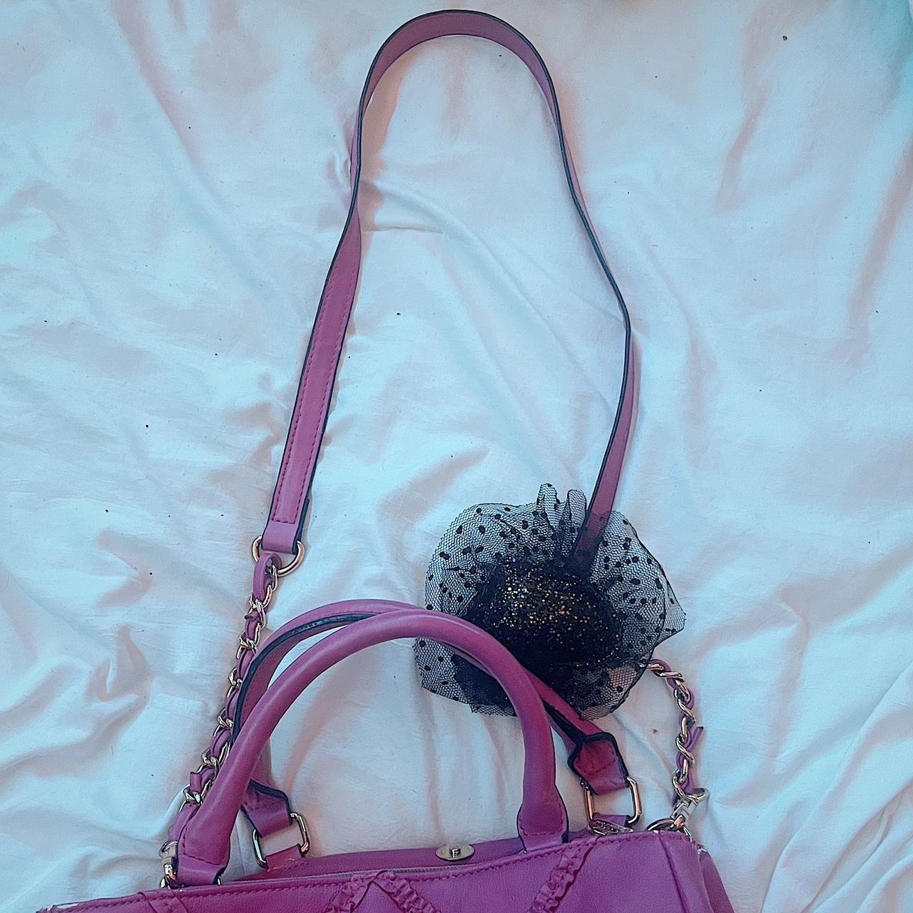 Betsey Johnson Women's Pink And Black Bag | Depop