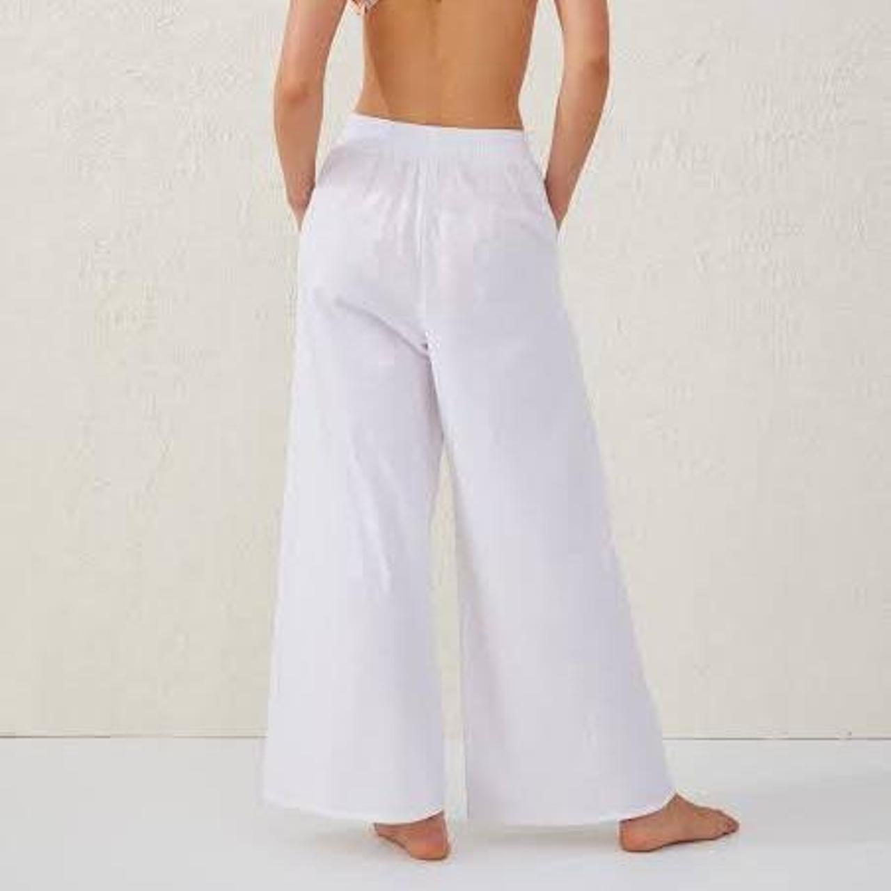 cotton on white relaxed beach pants size xs Depop