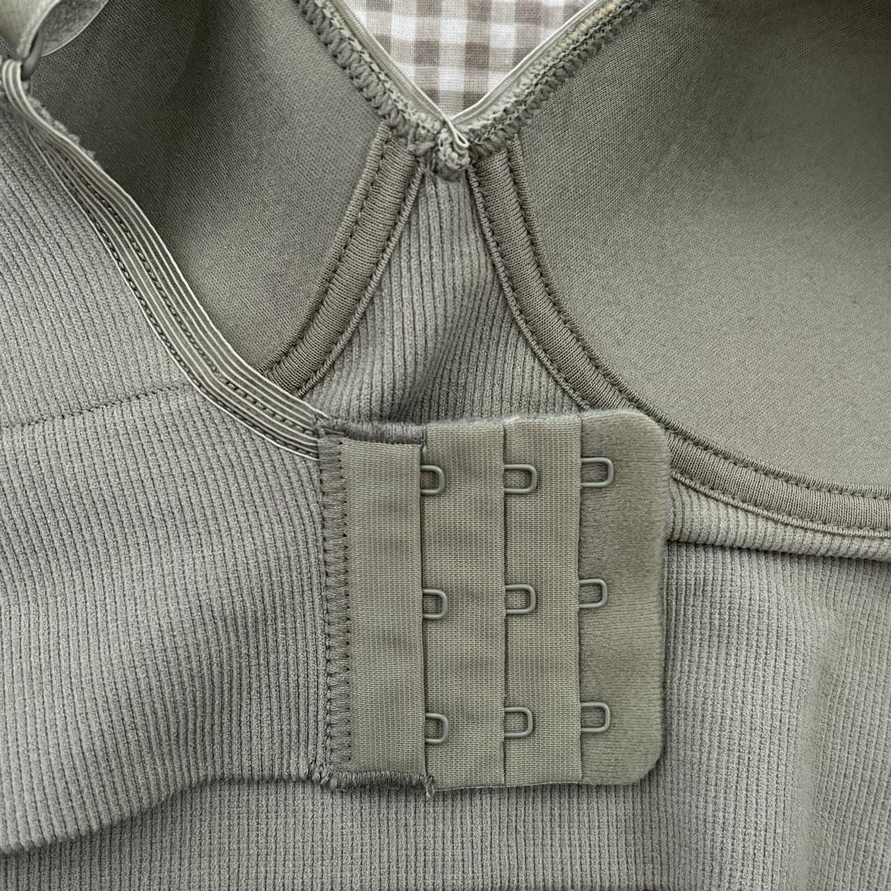 Khaki green wireless longline bra size 10a Super... - Depop